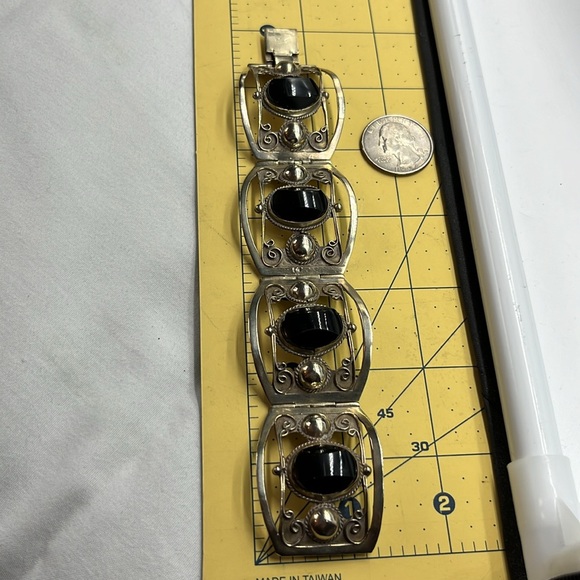 Vintage Taxco Mexico sterling silver bracelet, approx 6.25 inches, 32 grams - Picture 11 of 14